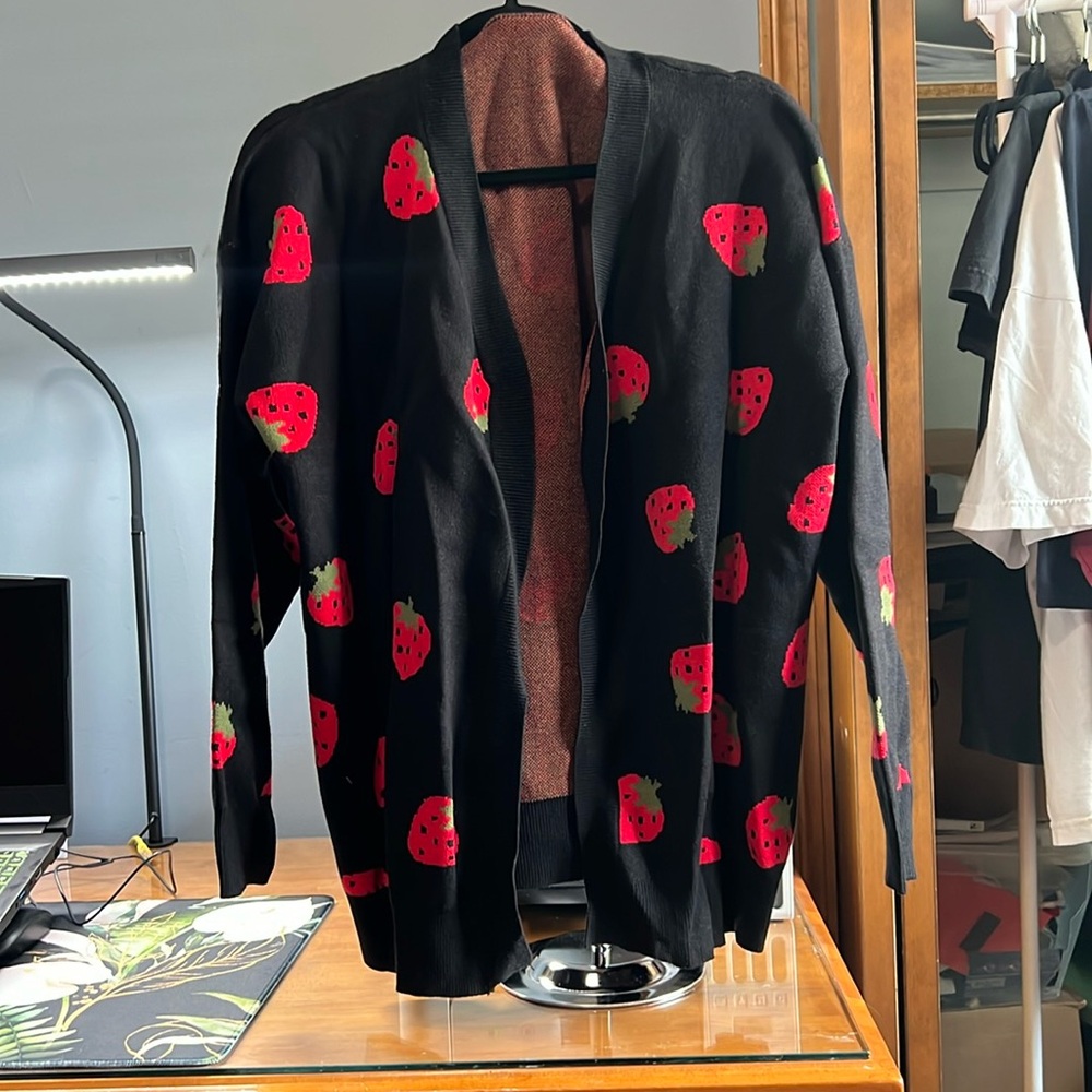 Strawberry open front cardigan